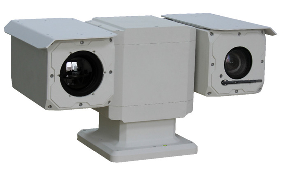Rete a doppio spettro termico ottico PTZ Camera per la sorveglianza a lungo raggio può rilevare incendi e attività umana